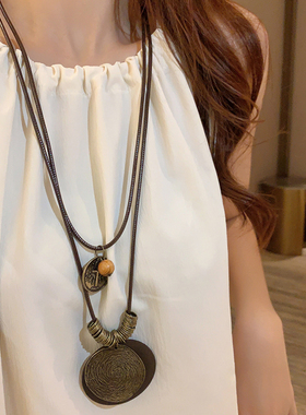 新中式禅意长款毛衣项链女