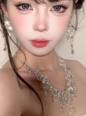 轻奢气质水钻流苏晚礼服项链