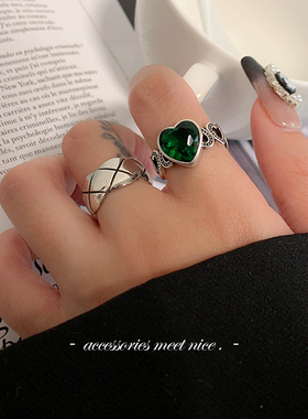 （3个戒指小合集）菱形格开口戒