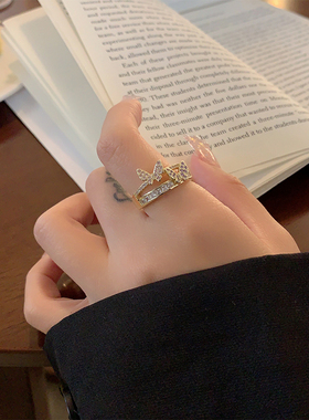 绿色锆石开口波浪戒指女