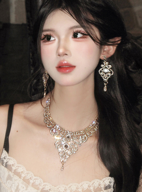 宫廷风夸张镂空水滴项链女