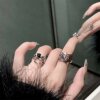 Dark retro style black alloy spider ring for women