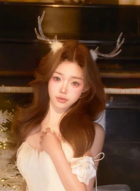 圣诞节透明鹿角发箍女