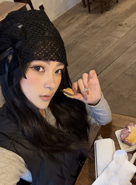 早秋镂空蝴蝶结冷帽女