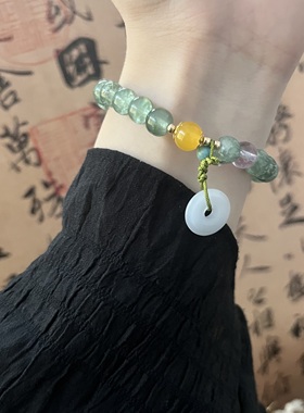 新中式粉色玉石串珠手链女