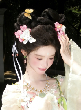 新中式古风汉服仿珍珠如意流苏项链百搭复古旗袍仿玉石吊坠软璎珞