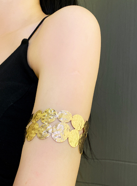 金属环形多层圆片几何手镯