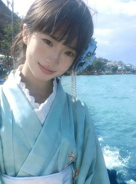 新中式蓝色花朵流苏发夹
