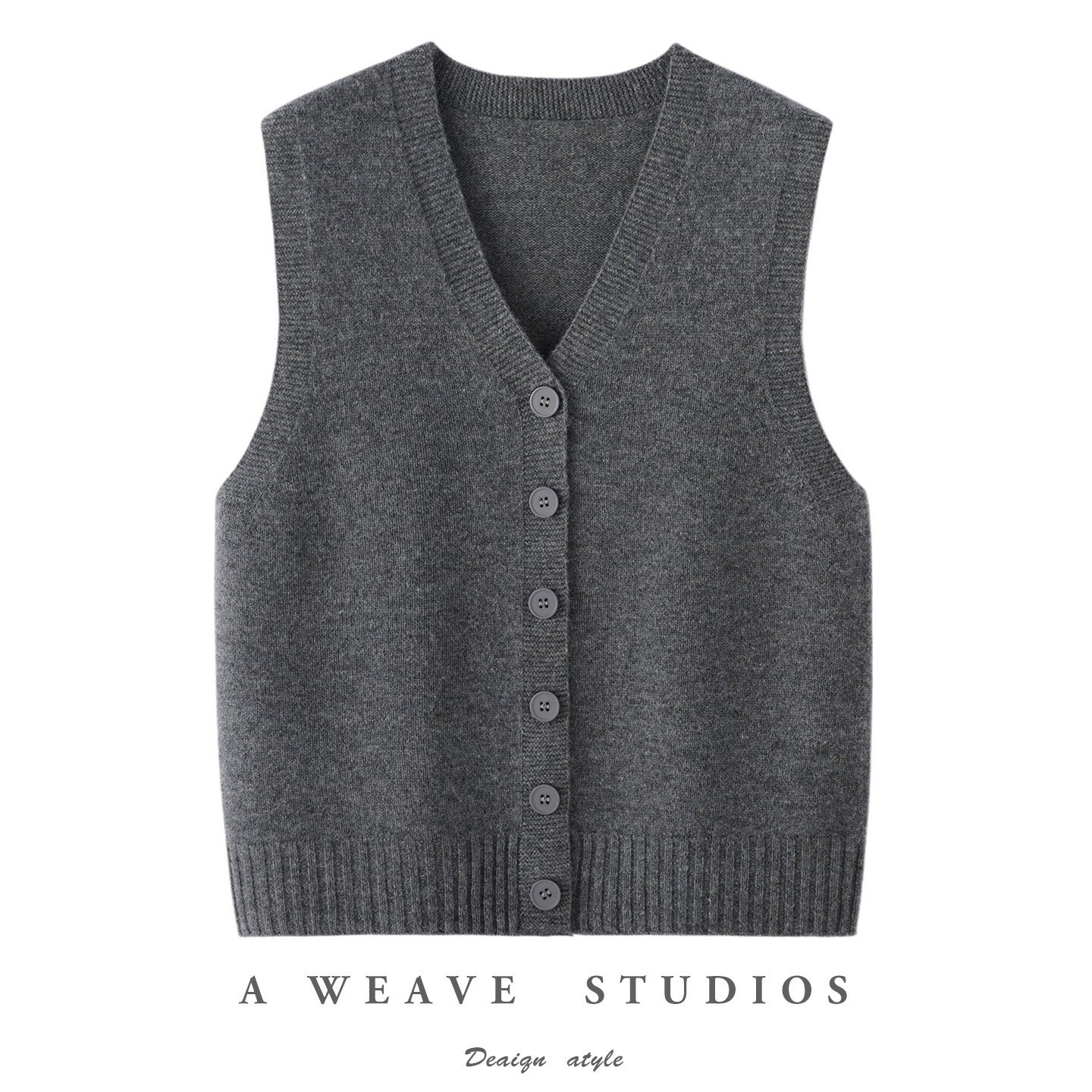 2025秋冬新款V领100%纯羊毛针织马甲开衫女宽松无袖外穿纯色背心,淘宝优惠券,粉丝福利购,淘宝优惠卷