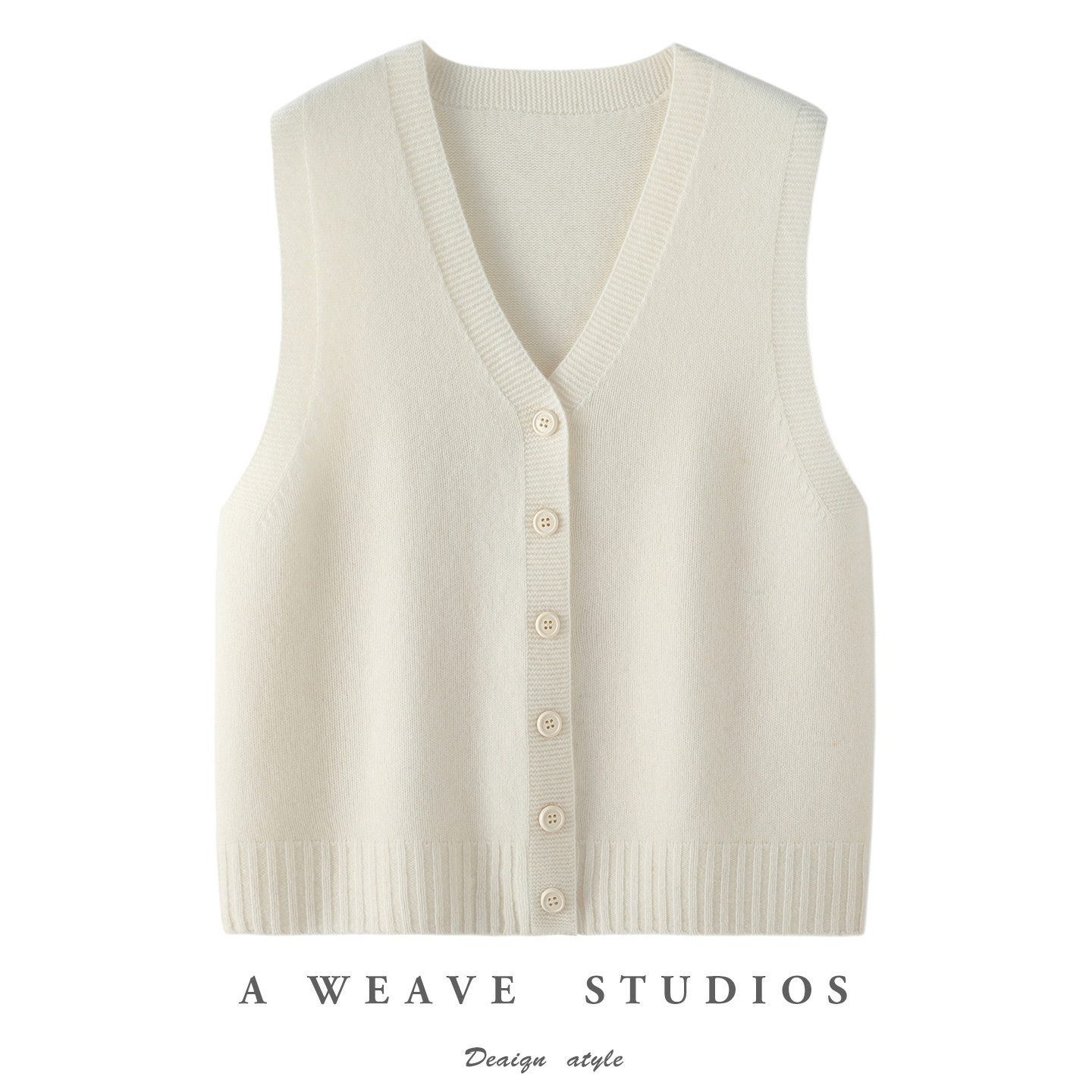 2025秋冬新款V领100%纯羊毛针织马甲开衫女宽松无袖外穿纯色背心,淘宝优惠券,粉丝福利购,淘宝优惠卷