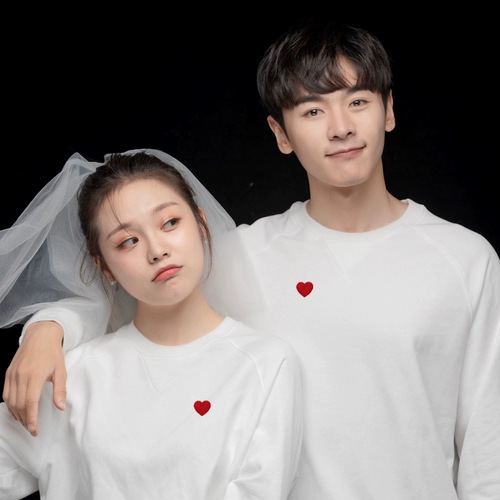 Осенняя демисезонная парная одежда для влюбленных, белая толстовка, рубашка, большой размер