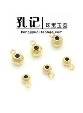 孔记14K包金可调式橡胶塞调节珠