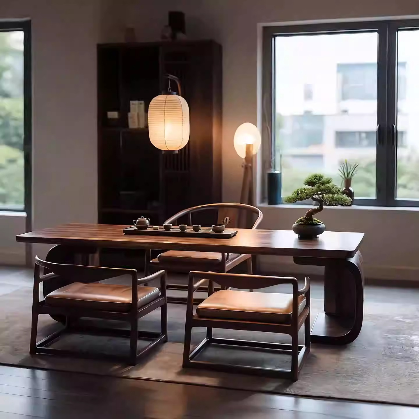 新中式北美黑胡桃木茶桌2026新款简约家用酒店办公禅意泡实木茶桌,淘宝优惠券,粉丝福利购,淘宝优惠卷