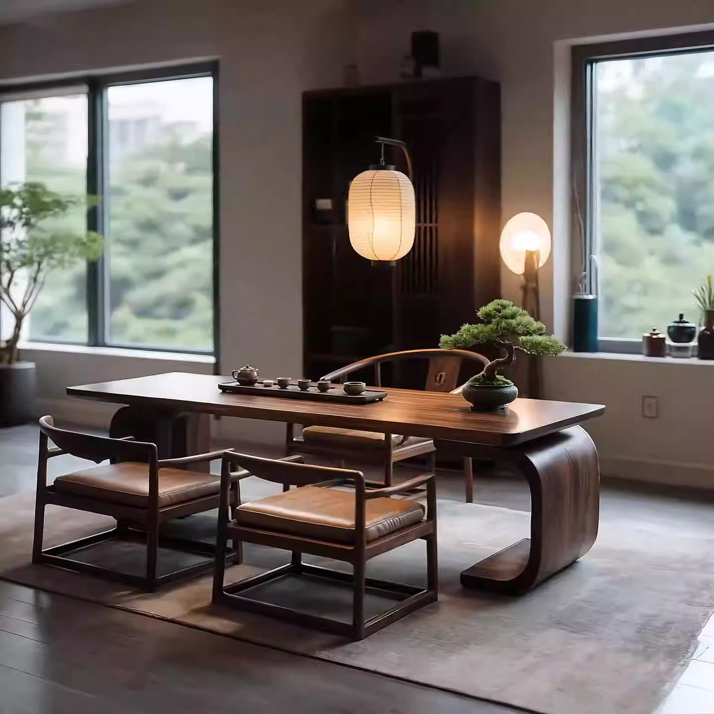 新中式北美黑胡桃木茶桌2026新款简约家用酒店办公禅意泡实木茶桌,淘宝优惠券,粉丝福利购,淘宝优惠卷