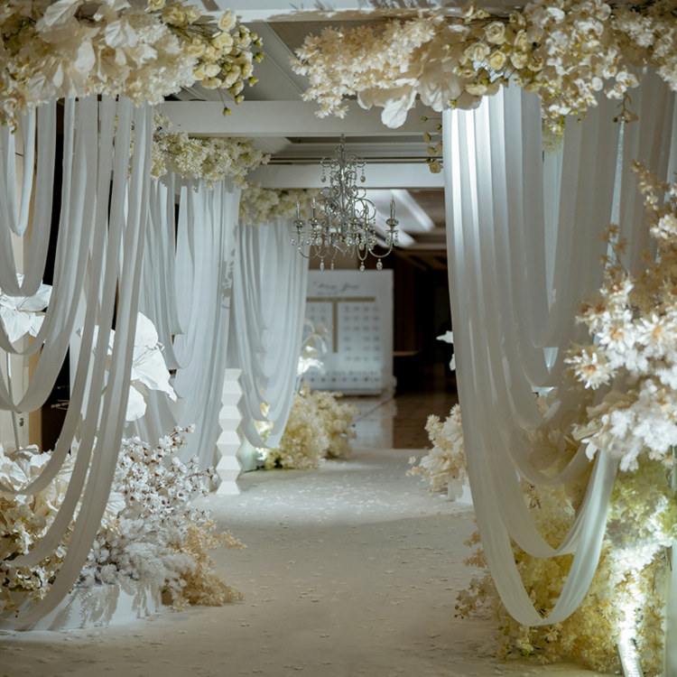 婚庆道具韩式吊顶纱幔弹力布牛奶丝行云流水布幔波浪布婚礼堂飘顶,淘宝优惠券,粉丝福利购,淘宝优惠卷