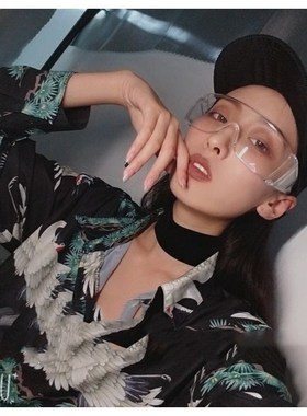 炫酷男女防飞溅防尘大框透明眼镜