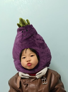 可爱搞怪卡通水果蔬菜苹果茄子蘑菇竹笋头套帽子拍照表演摄影道具