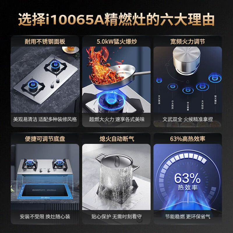 [以旧换新补贴]华帝i10065A燃气灶不锈钢煤气灶双灶家用天然气灶
