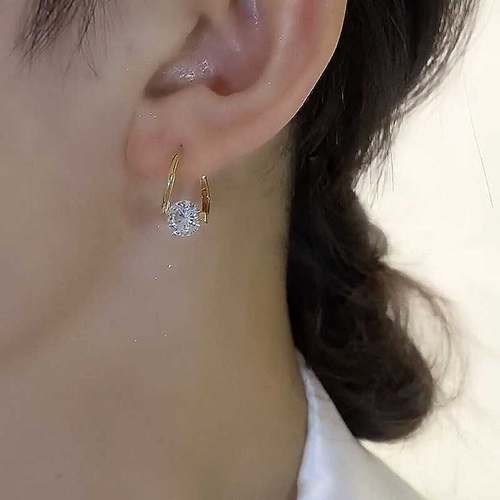 法式一克拉锆石耳扣高级感精致纯银针耳环女气质轻奢时尚百搭耳钉-图1