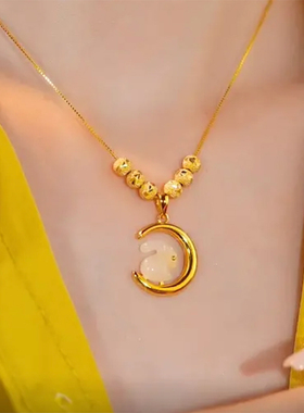 抖音同款七夕月兔专属喜乐项链