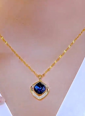 2025年新款蓝色海洋之心微镶项链