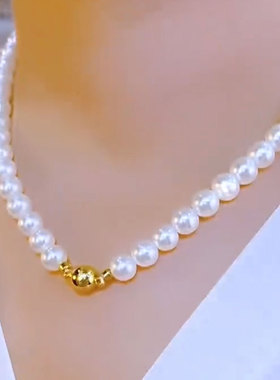 小众设计感有球必应白珠磁吸项链