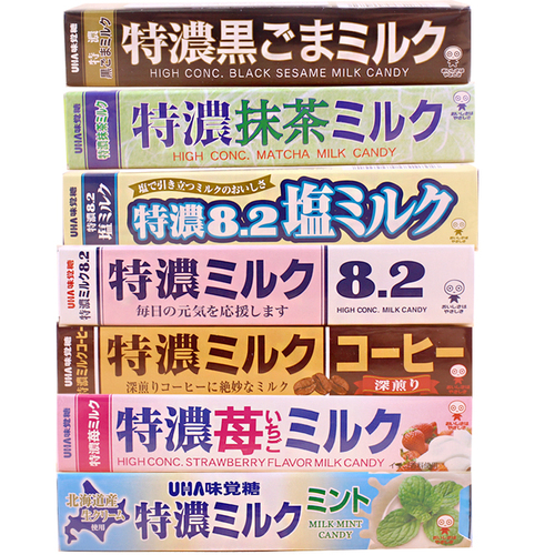 日本进口糖果UHA悠哈味觉82特浓硬奶糖37g休闲零食牛奶抹茶味