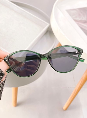 复古猫眼偏光太阳镜男女夏季潮流防紫外线近视可配度数显脸小墨镜