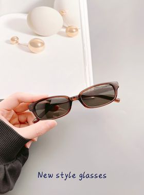 摩登复古红色窄框太阳镜男女网红浅灰驾驶墨镜防紫外线潮可配近视