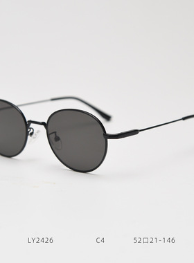 复古偏光小椭圆太阳眼镜男新款金属太子镜潮高级感网红街拍墨镜女