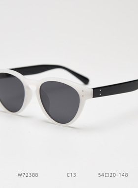 欧美猫眼白色大框偏光太阳镜女复古TR90材质高级感黑墨镜玳瑁色潮