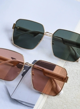 大框显瘦金属尼龙镜片太阳眼镜女个性时尚墨镜男渐变蓝色可配近视