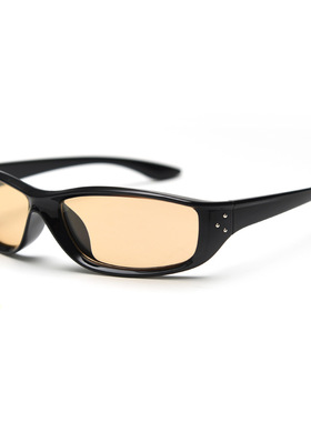 新款未来感Y2K骑行偏光太阳镜男女时髦方形银色铆钉墨镜防紫外线