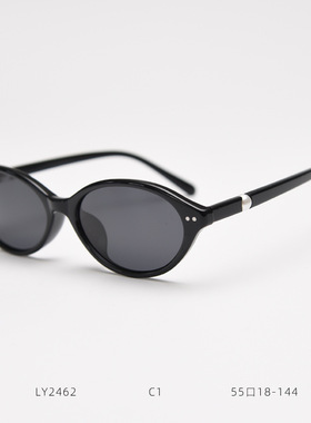 新款黑色TR偏光小椭圆框太阳镜珍珠款时尚墨镜女椭圆猫眼太阳眼镜