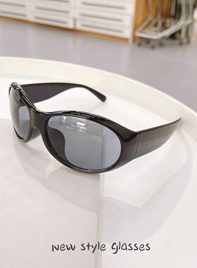 新款猫眼男女显脸小高级感防紫外线设计曲面太阳镜未来感骑行眼镜