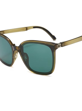 大方框折叠尼龙镜片墨镜男轻便防晒防紫外线驾驶开车黄色太阳镜女