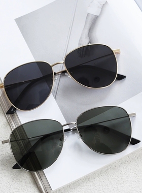 茶色高质感大框偏光太阳镜男女士飞行员复古素颜蛤蟆镜墨镜街拍