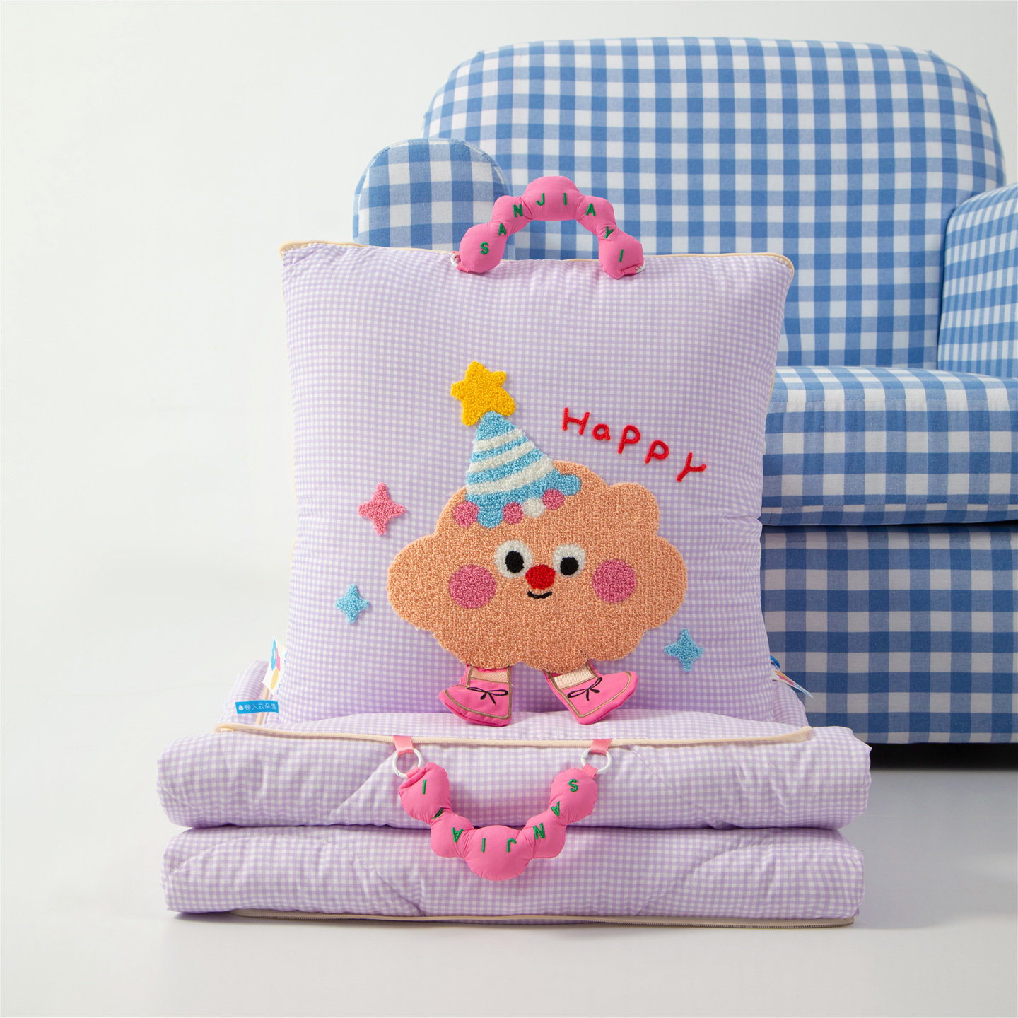 卡通可爱手拎抱枕被子两用二合一办公室午睡小被子折叠空调被四季