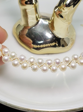 手作双层甲状腺疤痕天然珍珠