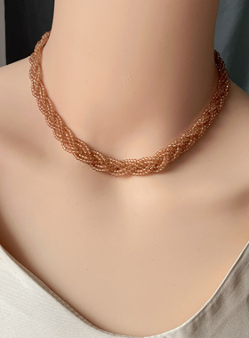 AN原创设计手工编织项链女小众高级感锁骨链颈链