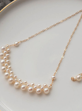 小艾手作天然珍珠多层遮疤项链