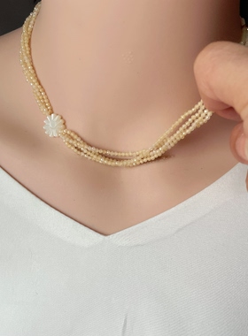 轻奢潮小众设计感多层锆石项链女气质个锁骨链颈