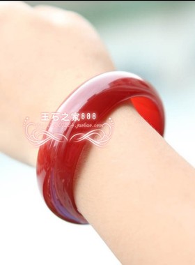 南红玛瑙手镯女款加宽加厚柿子红