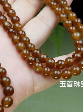 新款时尚简约糖色项链108颗圆珠长珠链吊坠玉珠绳男女款百搭