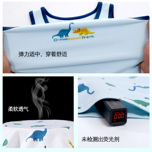 男童纯棉背心儿童四季内衣打底上衣睡衣男孩中大童三条装中大童 - 图1