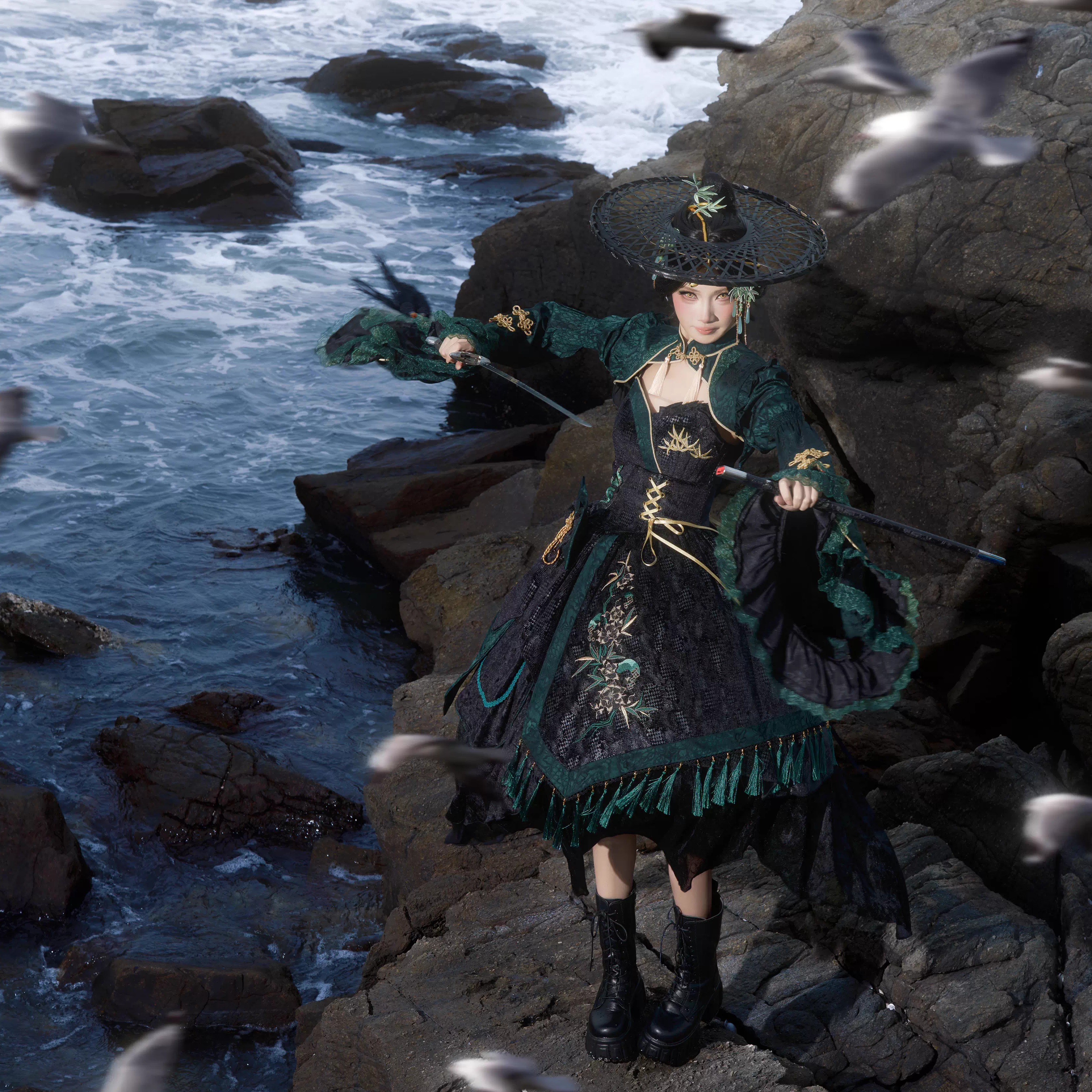 【定金】灵蛇 |樱罗原创-新品蛇元素暗纹刺绣重工国风Lolita预约~ - 图1