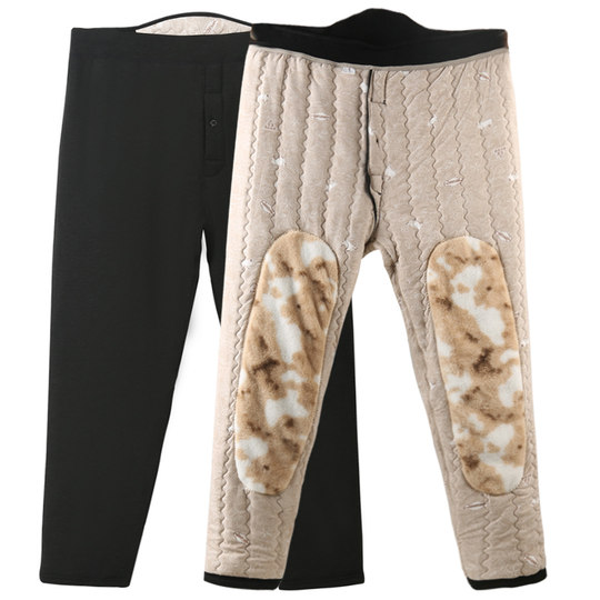 Extra large size wool cotton trousers for men with velvet and thickening for winter, fattening, high waist, loose special body warm pants for middle-aged and elderly people