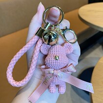Electric car key buckle advanced senssens net red small and delicate bag pendant car if a small bear hanging ornament