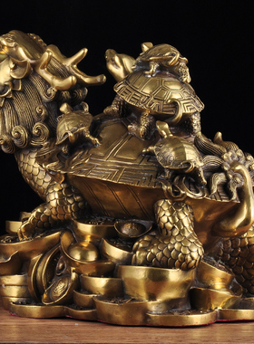 纯铜龙头龟招财家居客厅工艺品