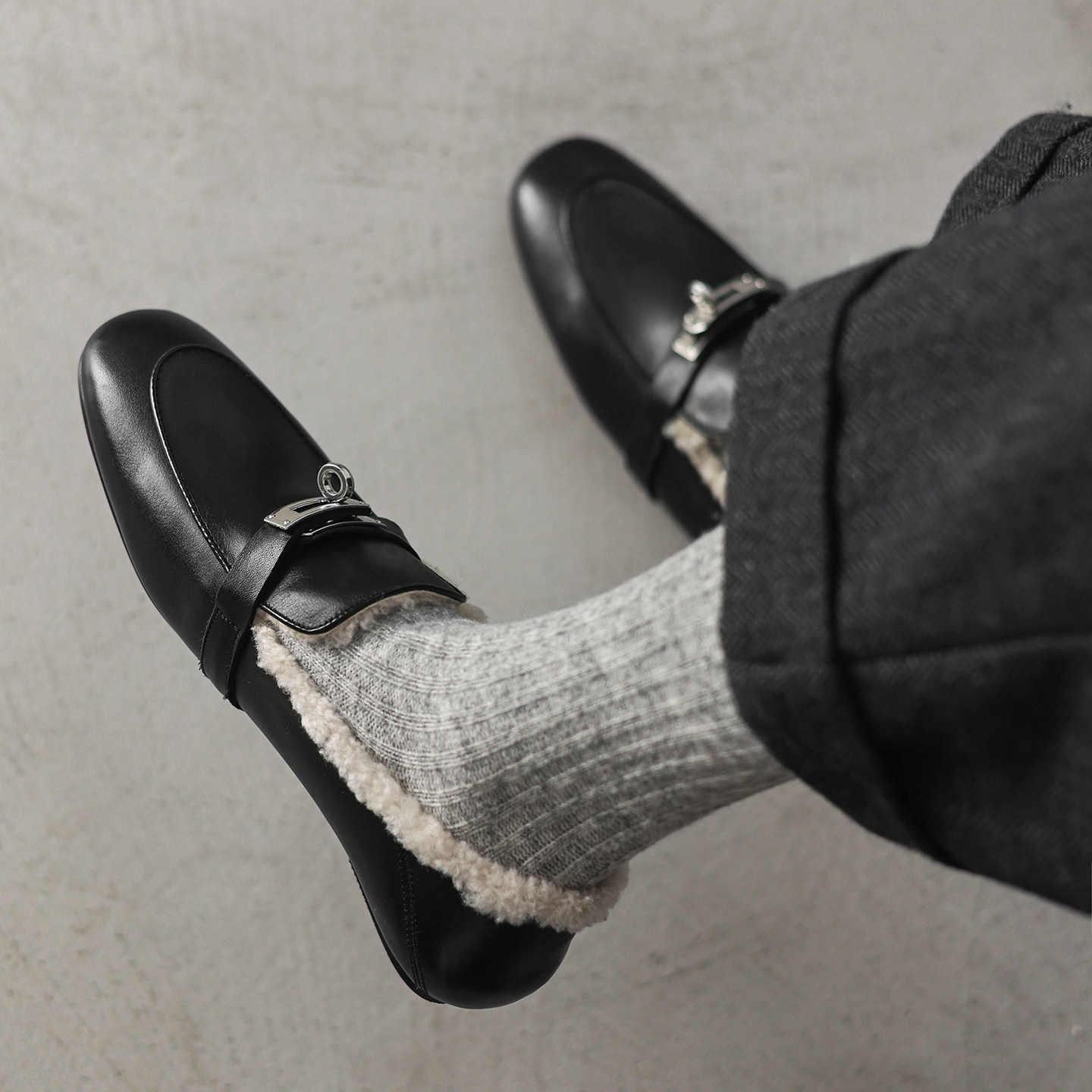 水洗牛皮英伦风真皮加绒凯利扣乐福鞋女金属扣一脚蹬软底豆豆鞋女,淘宝优惠券,粉丝福利购,淘宝优惠卷